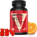 Vegan Vitamin D3 & B12 Gummies, Methyl B12 Supplement for Adults & Kids, Enhanced with Vitamin D 3 for Natural Energy, Immune, Metabolism & Focus, Orange, 90 Gummies