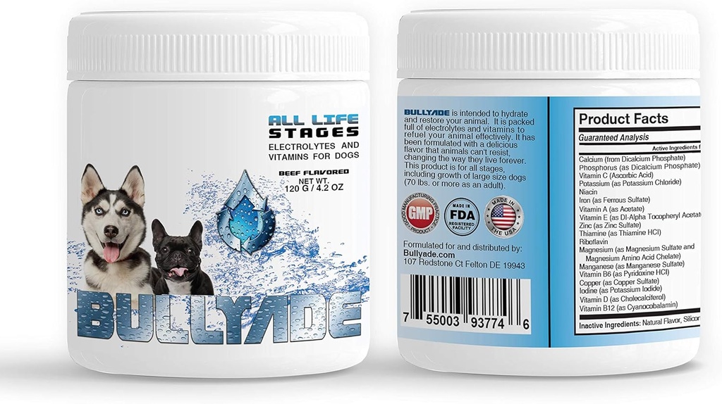 Natural Dog Supplement with 18 Vitamins & Minerals. Mixes with Water or Food. (Beef)