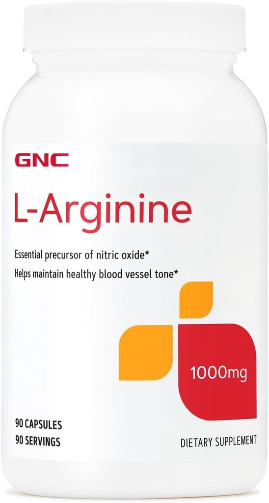 GNC L Arginine 1000mg Supplément, soutient la santé des vaisseaux sanguins, 90 portions