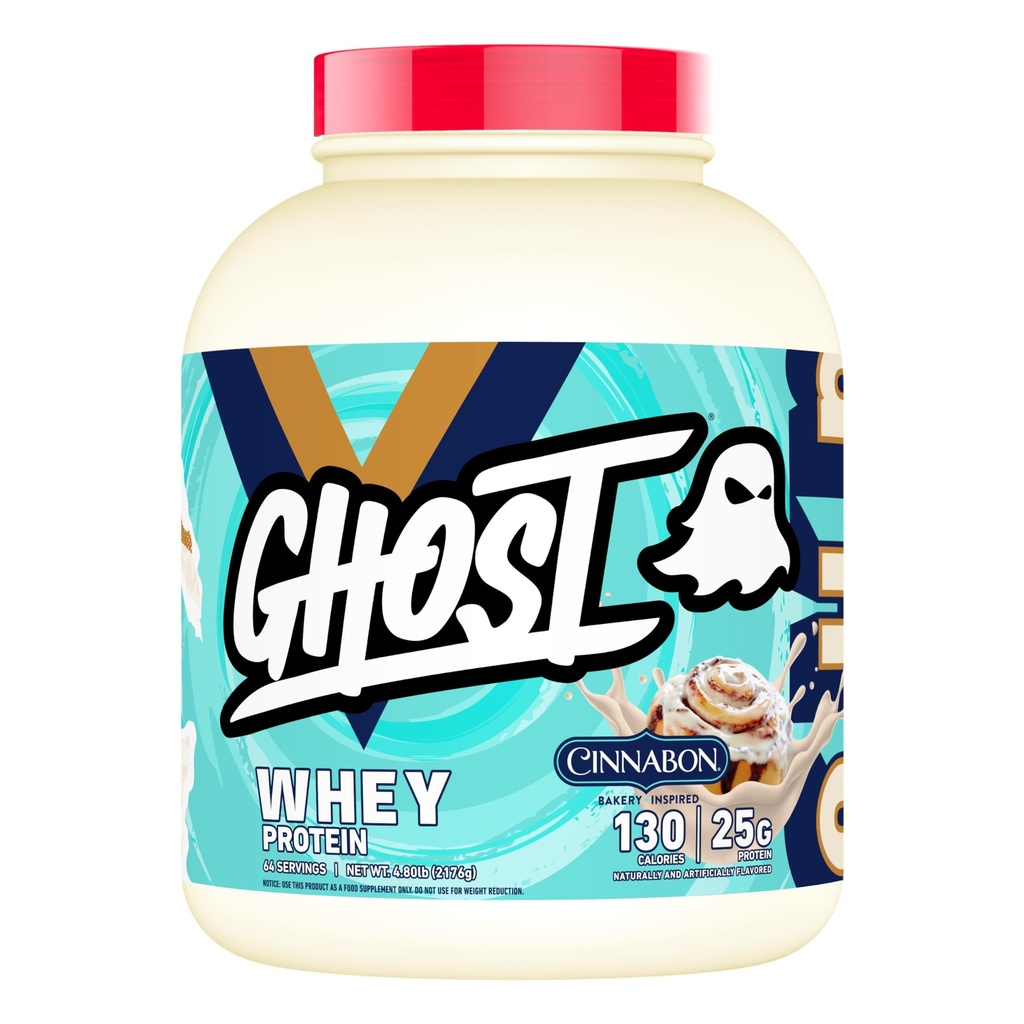 GHOST Poudre de protéines de lactosérum, cannelle - 5LB, 25G de protéines - Mélange de protéines de lactosérum, d'isolat, de concentré et d'hydrolysé - Après l'entraînement Shakes - Sans soja et sans gluten