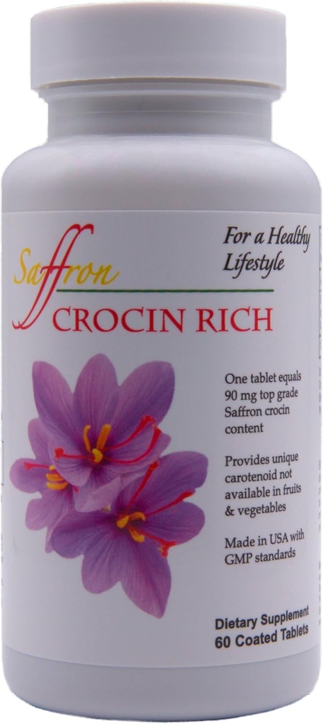CROCIN RICH – 7,5mg Crocin (Key Safran Active) + Lutein & Zeaxanthin Supplément pour les yeux (vision, support maculaire et rétinien)