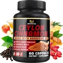 Ceylan Capsules de cannelle avec HCl berbère, vinaigre de cidre de pomme, curcuma, ginseng, poivre noir - 6in1 pour soutenir la fonction immunitaire - 60 Compte