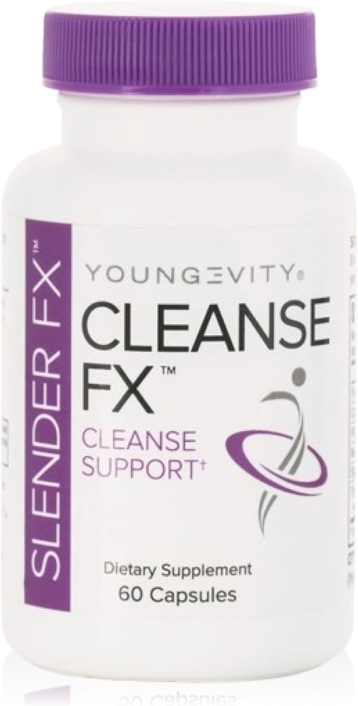 Youngevity Slender FxTM Cleanse FxTM - Super Colon Cleanse 15 jours - Mélange naturel d'herbes - Graine de lin, Cape Aloe, Racine de rhubarbe, Triphala, Elm slippery, Racine de marshmallow - 60 capsules (paquet de 4)