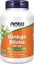 MAINTENANT compléments alimentaires, Ginkgo Biloba 60 mg, 24% extrait normalisé, projet non-OGM vérifié, 240 capsules de légumes