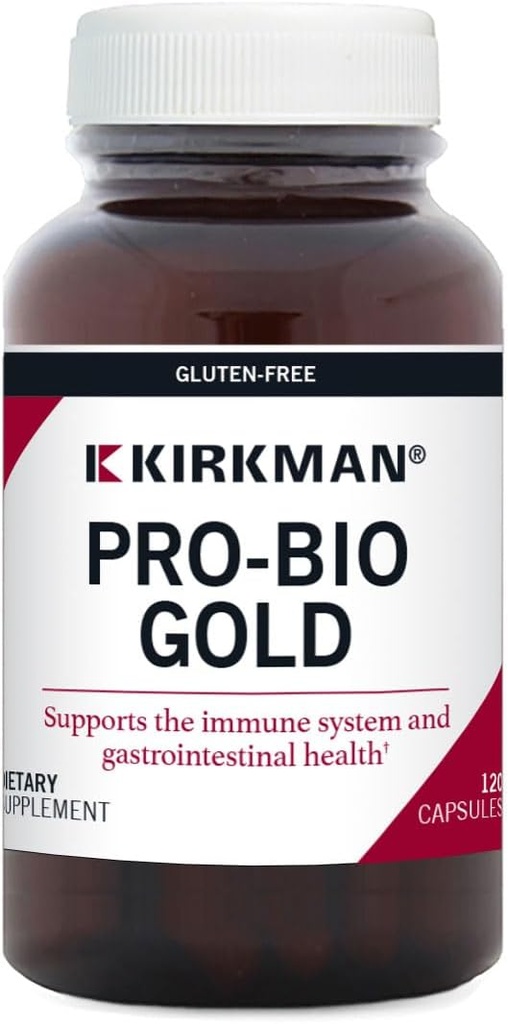 Kirkman - Pro-Bio Gold - 120 capsules - soutient la santé immunitaire - aide digestive avec probiotiques - hypoallergénique