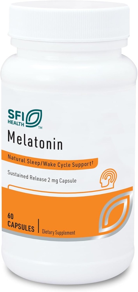 Klaire Labs SFI Health Melatonin-SR - Mise à jour prolongée de la Melatonin 2mg Capsules - Soutien au sommeil pour les hommes et les femmes (60 Capsules)