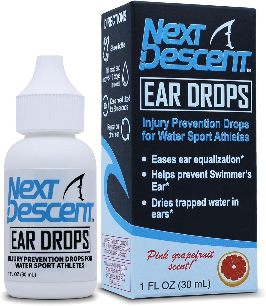 Swimmers Ear Drops for Pool & Ocean Swimming | Next Descent Prevention Drops for Waters Sports, Swimming, Diving and Snorkeling