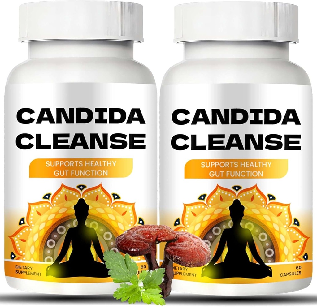 Candida Cleanse - Support Gut & Colon, Formule avancée - Origan Feuille, Wormwood, Noix noire, Acides Capryliques