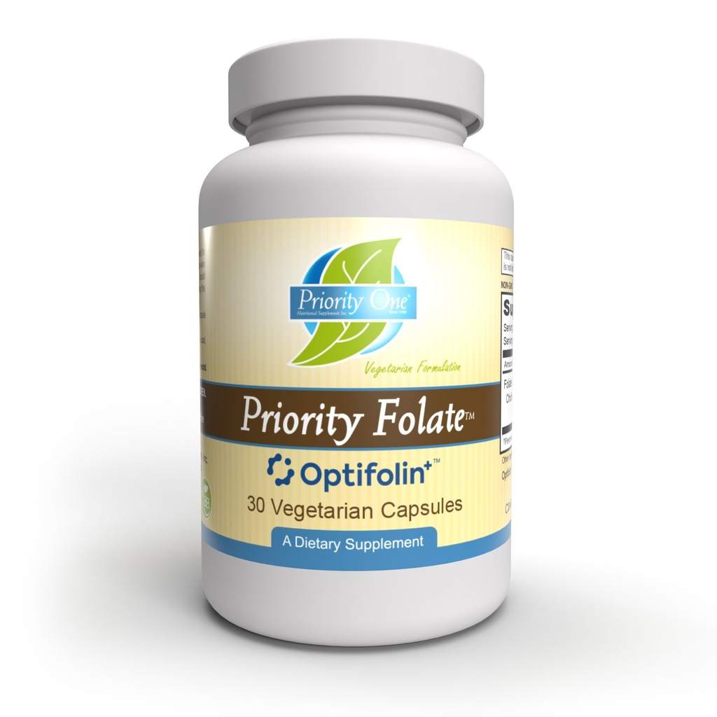 Priority One Vitamines - Folate prioritaire 30 Capsules - Supplément de folate supérieur avec Folate Optifolin+TM 5MTHF*