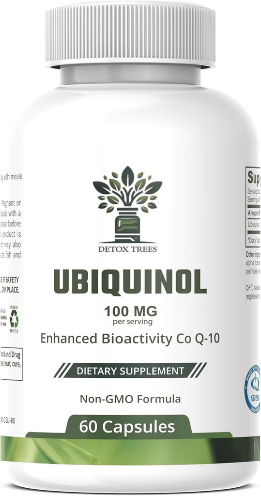 Ubiquinol CoQ10 100mg - Biodisponibilité accrue, supplément d'absorption élevée - Non-OGM, sans gluten pour la santé cardiaque et le soutien cardiovasculaire, 60 Capsules