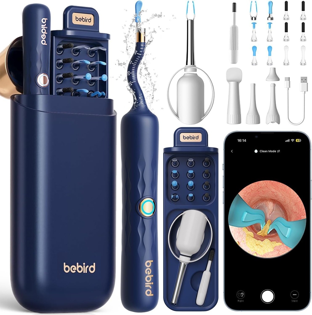 Bebird Earsight Plus D39R Ear Wax Removal Tool Camera, FSA HSA Articles éligibles, Nettoyeur d'oreille avec Otoscope de caméra d'oreille flexible, Pick Tweezers d'oreille visuelle, Kit de nettoyage d'oreille pour la famille