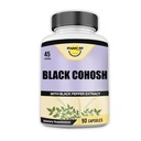 Cohosh noir fait avec racine de cohosh noir biologique 1300MG par portion, Hormones d'équilibre, ménopause naturelle et soutien menstruel, soutien de la santé des femmes, 90 capsules végétaliennes, 45 portions