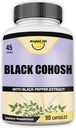 Cohosh noir fait avec racine de cohosh noir biologique 1300MG par portion, Hormones d'équilibre, ménopause naturelle et soutien menstruel, soutien de la santé des femmes, 90 capsules végétaliennes, 45 portions