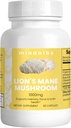 Capsules organiques de champignons de la Mane de Lion 1000mg - Soutien cognitif, Nootropiques neuroprotecteurs, 60 capsules véganes