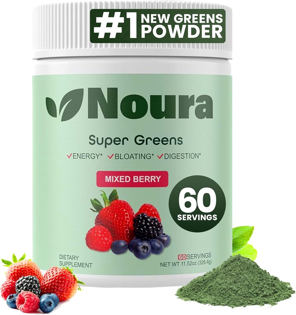Poudre Super Greens, 60 portions - Immunité, enzymes digestives et probiotiques pour l'énergie, la santé des Guts, le dégel pour les femmes - Poudre Superfood Greens - Berry mélangé