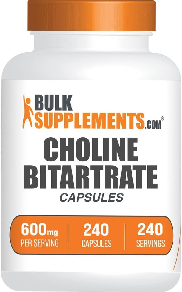 BulkSupplements.com Capsules Choline Bitartrate - Suppléments Choline, comme Choline L-Bitartrate - Choline 600mg, 2 Capsules par portion, 240 Capsules (paquet de 1)