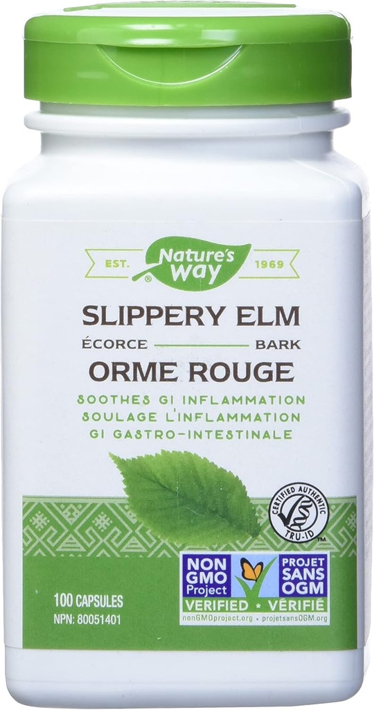 Nature's Way Slippery Elm Bark, Soothes Inflammation gastro-intestinale, 100 Capsules végétariennes (2 Pack)