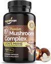 Supplément de champignons biologiques - Top 10 Mélange de champignons avec Cordyceps, Reishi, Maitake, Shiitake, Lions Mane et plus encore