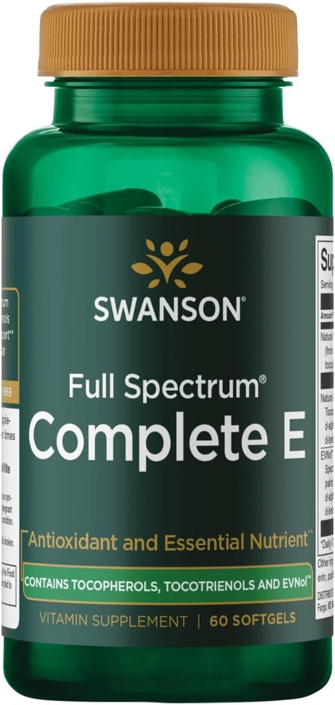 Swanson Vitamine E pleine spectre avec des tocotriénols - favorise la santé cardiaque et le soutien de la santé cellulaire - supplément naturel pour le mieux-être global - (60 softgels)