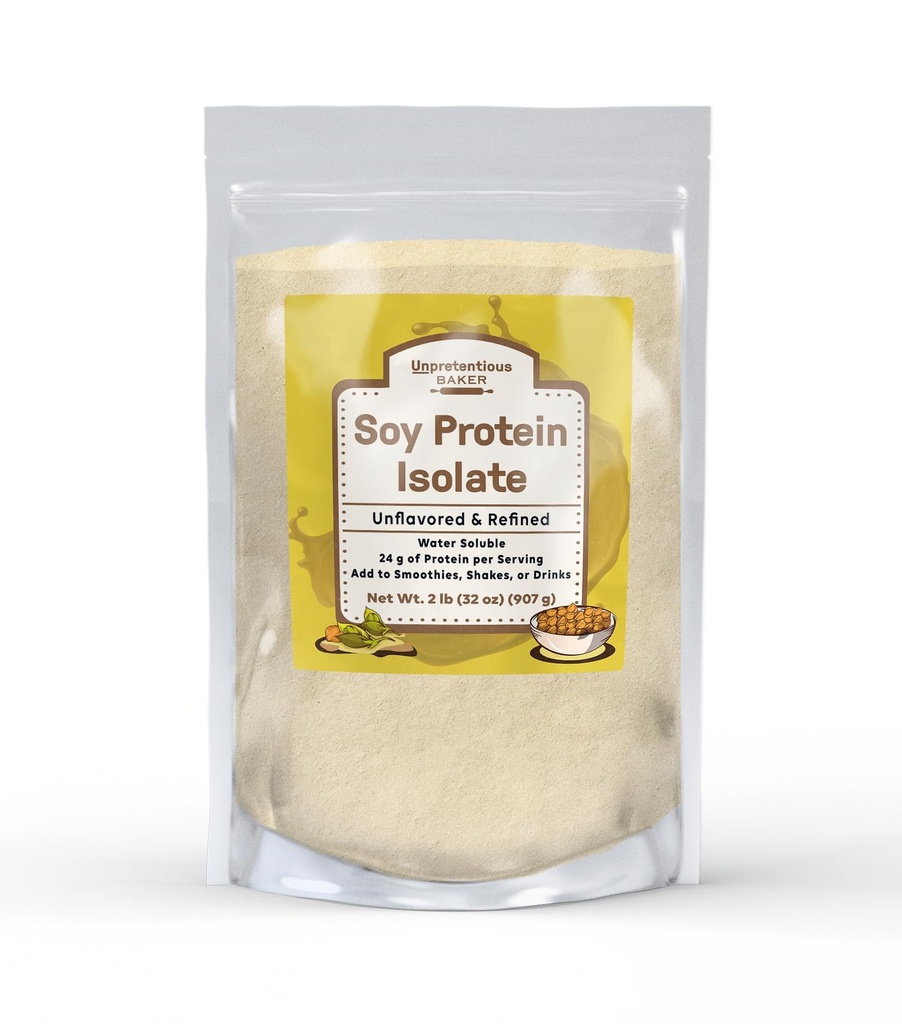 Isolate de protéines de soja Baker sans prétention (2 lb), bonne source de protéines et de fer, smoothies, tremblements