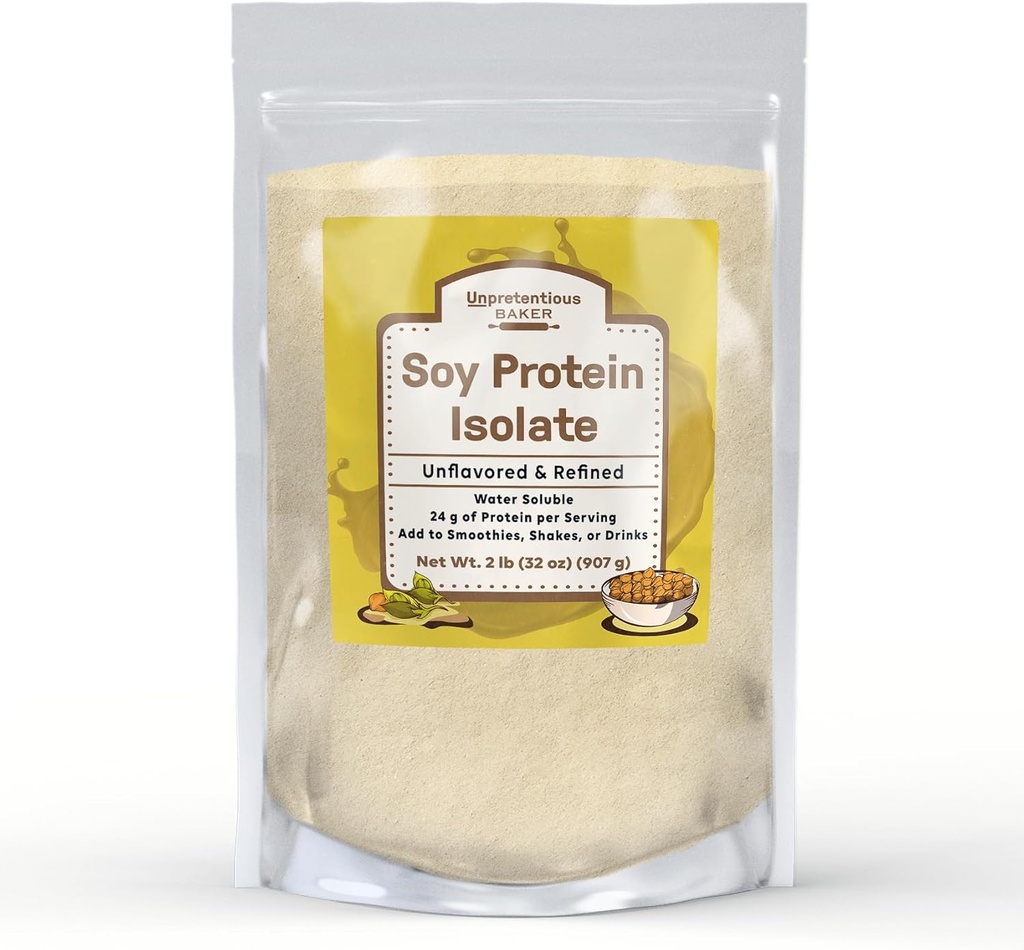 Unpretentious Baker Soy Protein Isolate (2 lb), Good Source of Protein & Iron, Smoothies, Shakes