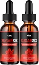 (2 Pack) SugarSix goutte supplément de soutien de vitamine saine - Sucre Six Formule avancée, Sucre Six 24 heures liquide, SucreSix Énergie et Examens de force supplémentaire, 2 mois d'approvisionnement