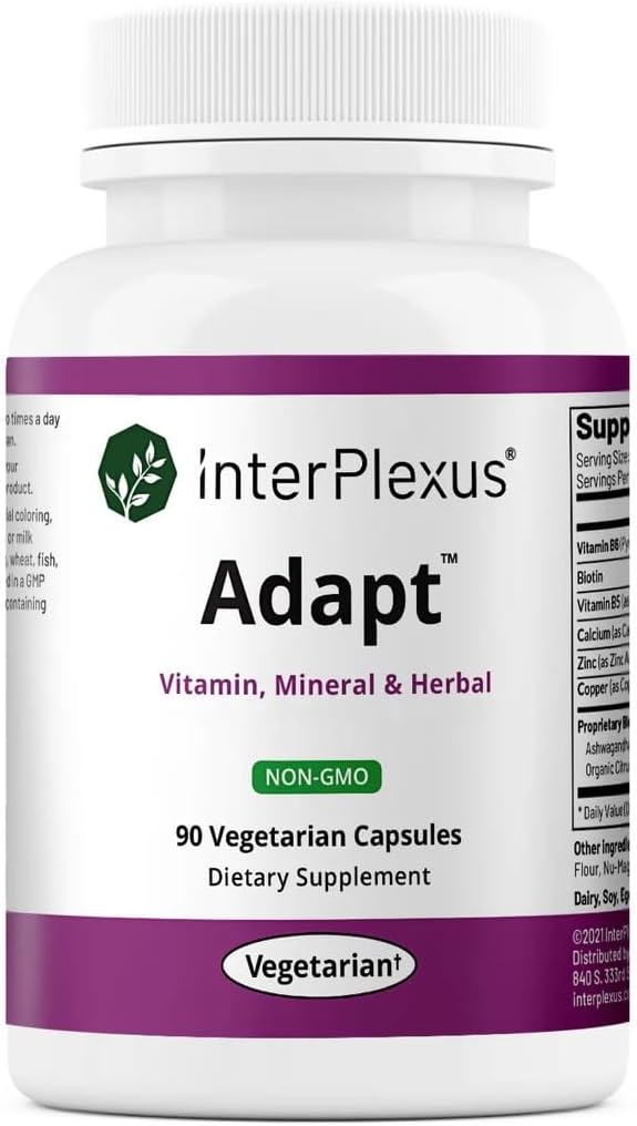 InterPlexus Adapt - Vitamin, Mineral, & Herbal Adrenal Supplement - Gluten Free, Dairy Free, Soy Free - 90 Capsules (90 Servings)