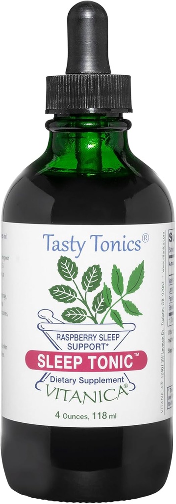 Vitanica Sleep Tonic, Natural Liquid Sleep Aid Supplément, Dr. Formulé, Relaxation et Soutien Calme pour les Adultes, Stress Relief, Root Valerian, Lemon Baume, Passion Flower, Vegan, 4 Ounce
