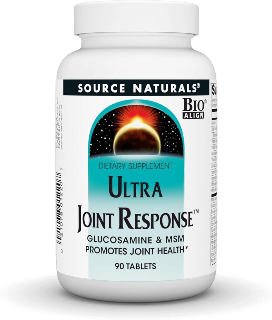 Source Naturals Ultra Joint Response, Bio-Align, Glucosamine et MSM, favorise la santé conjointe* - 90 comprimés