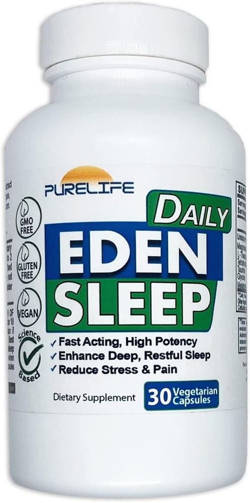 Le sommeil quotidien d'Eden [nouvelle formule sans GABA] – l'Asleep d'automne plus rapide, détendre votre corps, promouvoir un sommeil profond et reposant (30 capsules véganes)