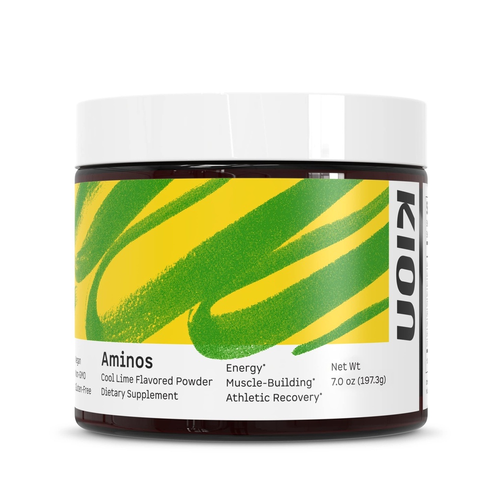 Supplément des acides aminés essentiels de Kion Aminos - Poudre d'acide amino, Poudre d'énergie amino, Énergie essentielle sans caféine, Acides aminés essentiels, BCAA EAA - 30 portions, Lime fraîche