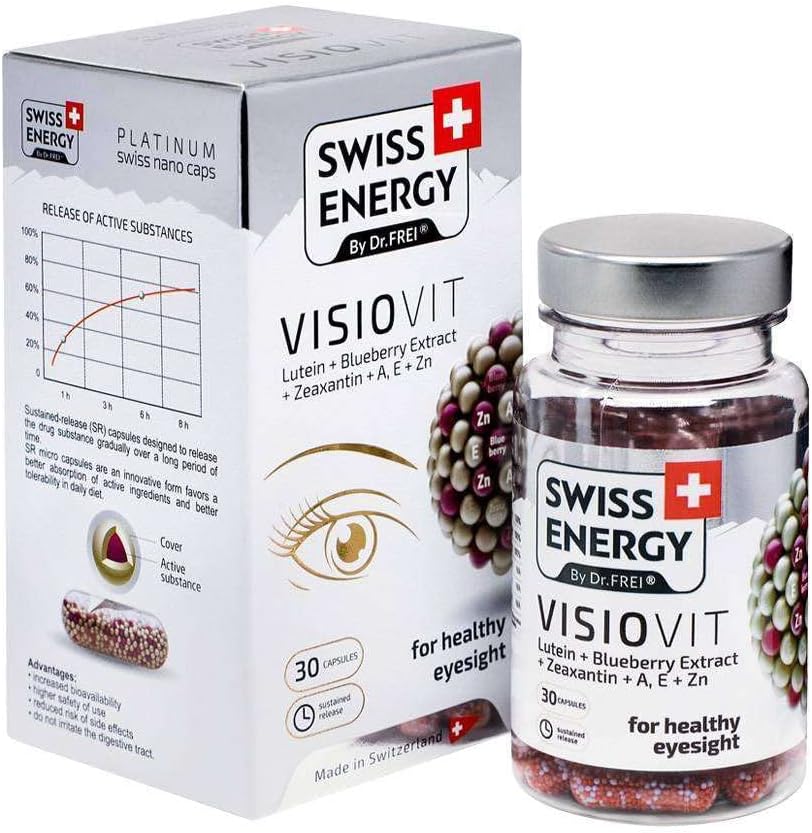VISIOVIT Lutein + Blueberry Extract, for Healthy Vision, 30 sustained-Release Capsules