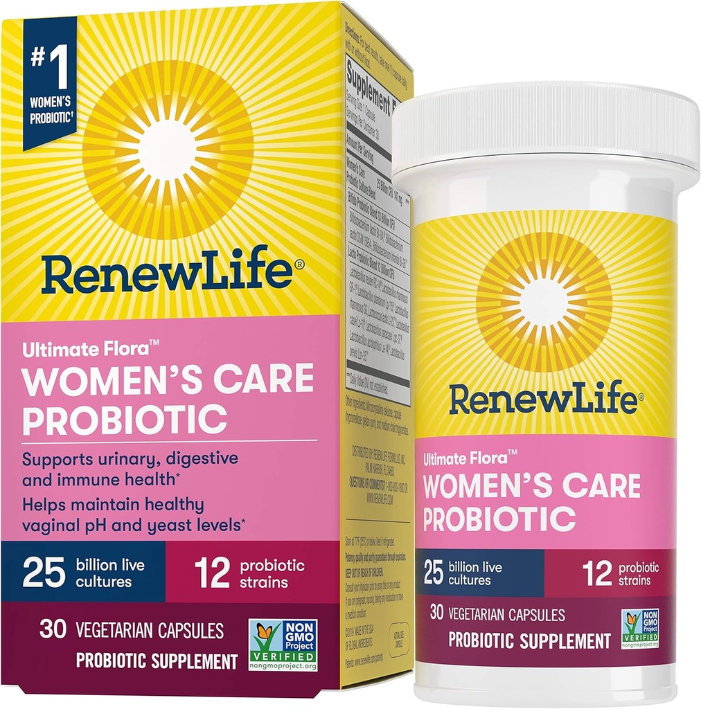 Renouveler la vie Probiotique des femmes - Ultimate Flora Probiotique Women's Care, Stable Probiotique Supplément - 25 milliards - 30 capsules végétales
