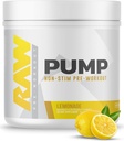 RAW Pump Stim Free Pre Workout (Lemonade) - Supplément de préentraînement non stimulant Poudre Booster d'oxyde nitrique - Suppléments de préentraînement Boissons pour pendant l'entraînement - 40 portions