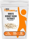 BulkSupplements.com White Kidney Bean Extract Powder - White Kidney Bean Powder - Herbal Supplement - Gluten Free, 1.5g per Serving, 100g (3.5 oz) (Pack of 1)