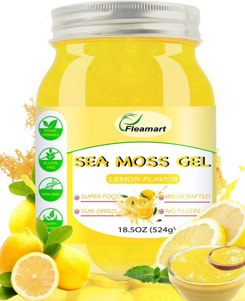 Gel de mousse de mer d'Irlande crue 18.5OZ Gel naturel de la fumée de mer sauvage avec 92 minéraux et vitamines, Digestion saine, projet non-OGM