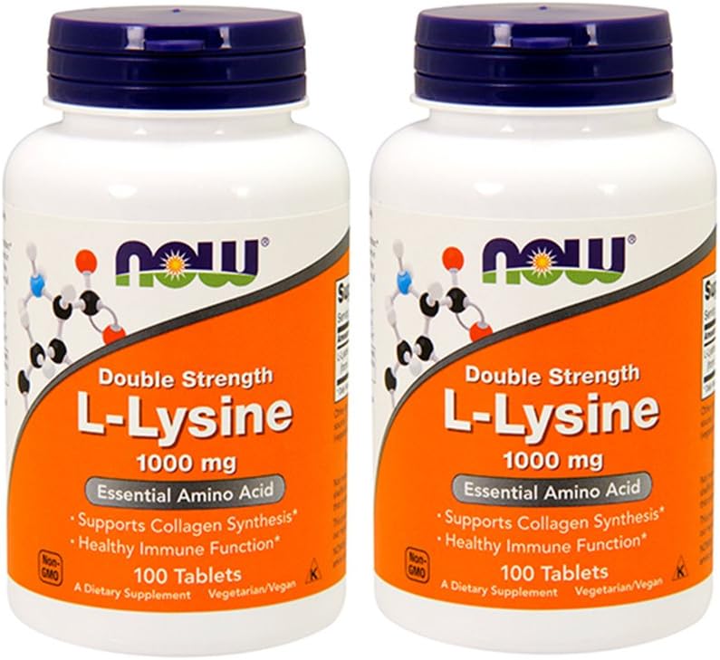 MAINTENANT Aliments L-Lysine 1000mg, 100 comprimés (paquet de 2)