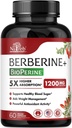 Supplément berbère 1200mg - 5X Absorption supérieure - Ultra Pure 98% Berberine HCL - Healthy Weight Management, Immune Support - Non OGM, fabriqués aux États-Unis - 60 Capsules Vegan