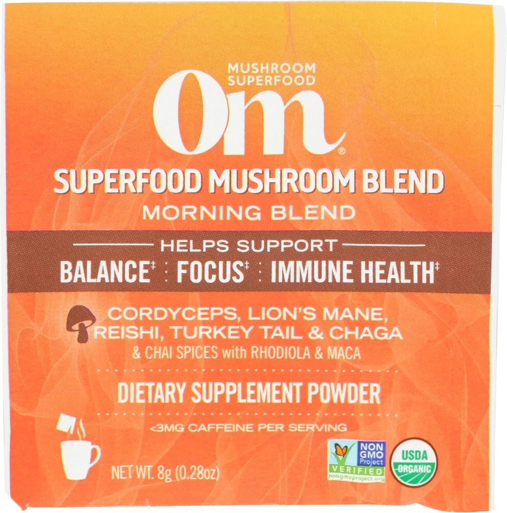 Om Mushroom Superfood Bio Morning Energy Mushroom Blend Sachet, 0,28 OZ