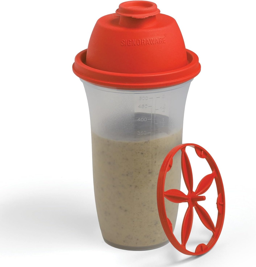 SIGNORA WARE Bouteilles de shaker en plastique 17-Ounce Bouteille de shake de protéines pour le remplacement des repas Shakes & Smoothies, Boissons, Mélange de salades et sauces, Margarita, et plus