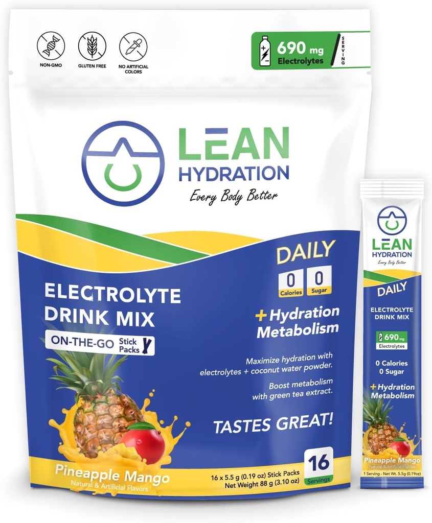 Hydratation des maigres Packets quotidiens d'électrolytes Mélange de boissons Zéro Calories, Zéro Sucre et Vitamines, Minéraux et Plus