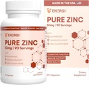 Mélange de zinc ENERGI avec vitamine A, B-3 et B-6, supplément de soutien immunitaire avec racine Marshmellow, extrait de racine de dandelion et champignons chiitake, 90 capsules de supplément de zinc