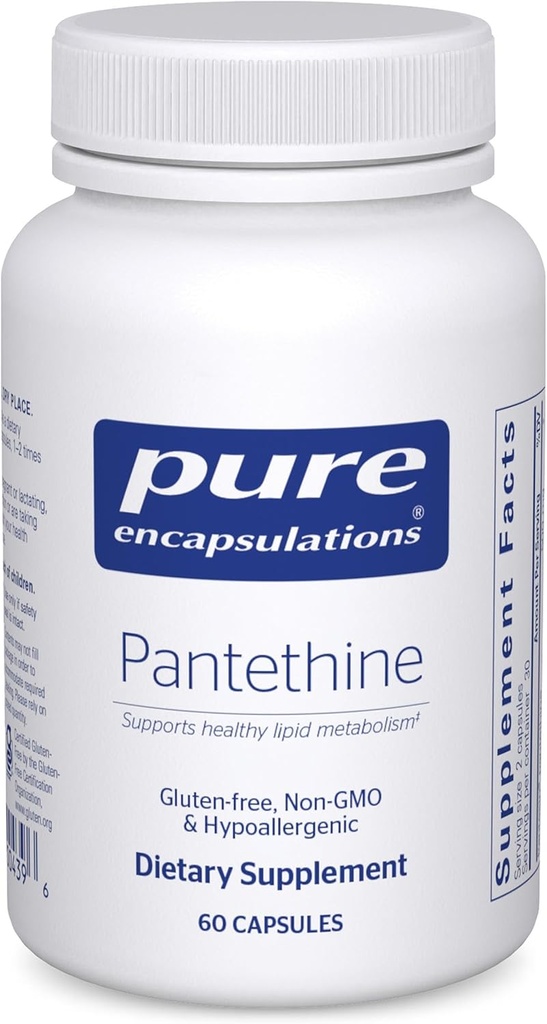 Encapsulations pures Pantethine , supplément hypoallergénique soutient le métabolisme lipidique sain et la fonction cardiovasculaire , 60 Capsules