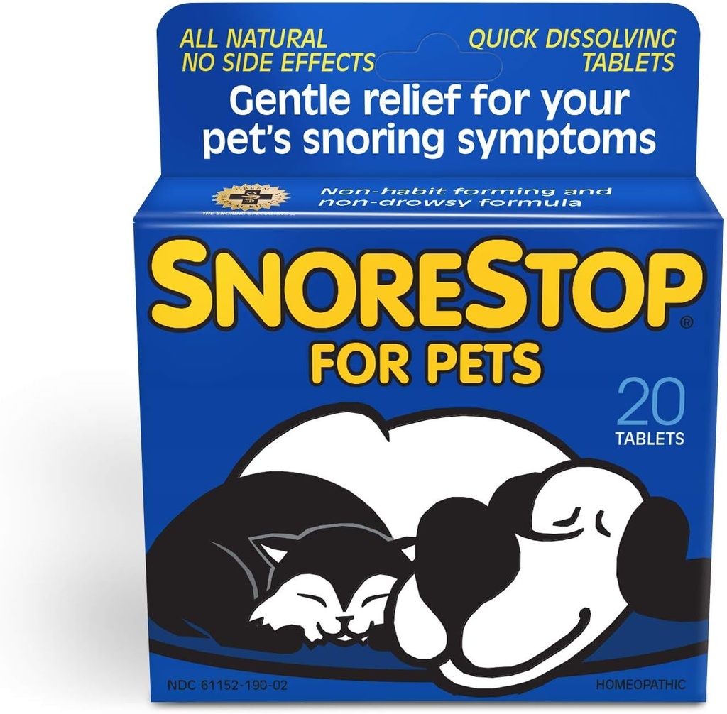SnoreStop for Pets 20 Chewable Tablets I Natural Anti-Snoring Solution I Snore Relief for Dogs Cats I Stop Snoring Aid I Sleep Remedy I Device Free I Helps Stop Snores I Anti-Snore Aid