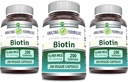 Formules étonnantes Biotine 10000 mcg Gélules Veggies de Vitamine B7 Supplément de Vitamine B7