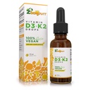 Vitamine liquide végétalienne D3 K2 (MK7) - Vitamine liquide D 100 % végétale améliorée avec de l'huile de coco pour l'absorption maximale - 1 portion = 1000 UI VIT D3 et 200 mcg VIT K2