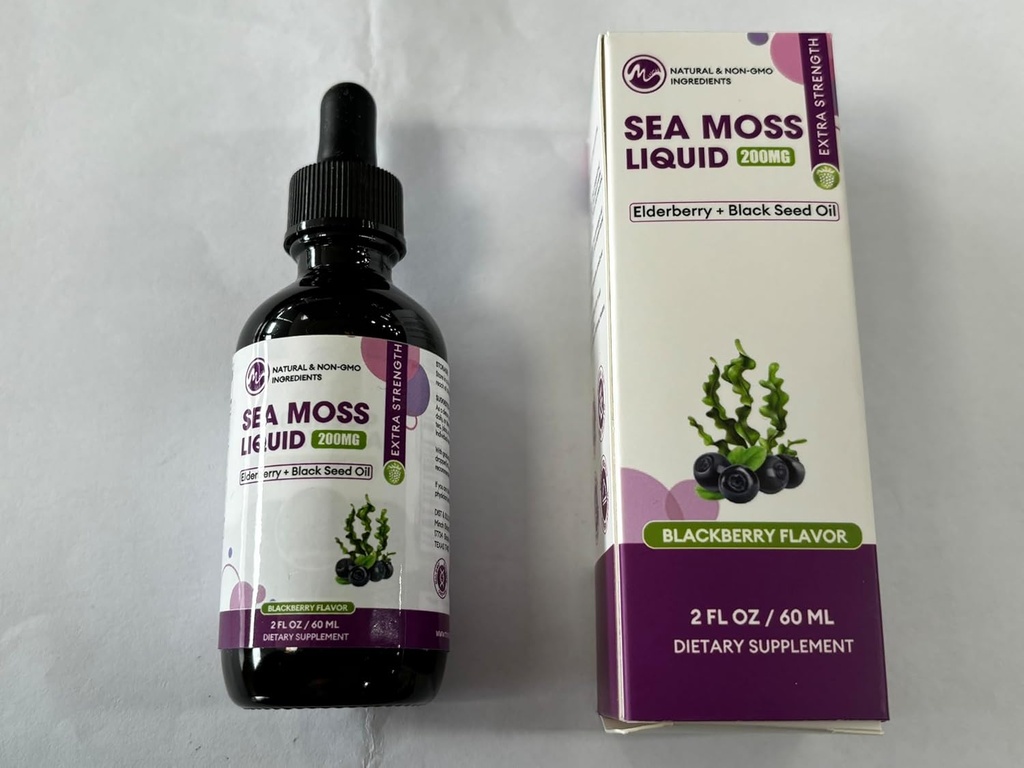 Irish Sea Moss Liquid Drops - Irish Sea Moss, Black Seed Oil, Elderberry & Burdock Root - 6X Stronger Sea Moss Advanced Drops for Immune Support