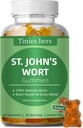 St John's Wort Gummies 500mg, Gummies sans sucre pour adultes enfants, Meilleures herbes Gummies pour le cerveau et le stress, Non-OGM, Gulten Free, Vegan, Pectin, 60